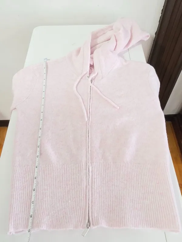 Victoria's Secret PINK Front-Zip Shrunken Sweater Hoodie - Pink Petal - Size M - Image 6