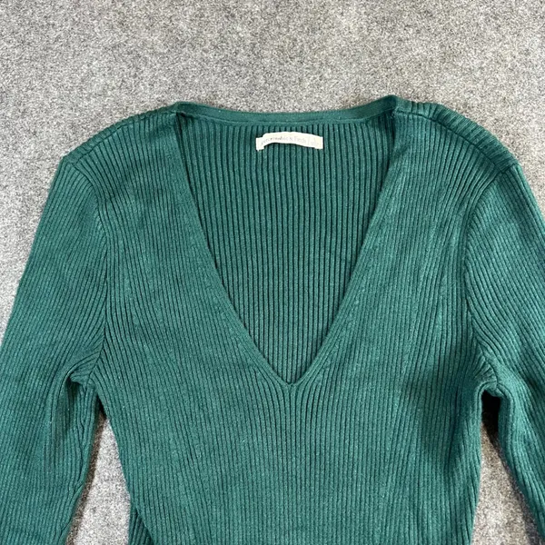 Abercrombie & Fitch Green Ribbed Long‎ Sleeve V-Neck Bodysuit Large - Image 7