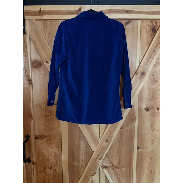 Vtg 80s 90s Blue Velvet Button Down Shirt Womens S Gothic Whimsigoth Blouse - Image 2