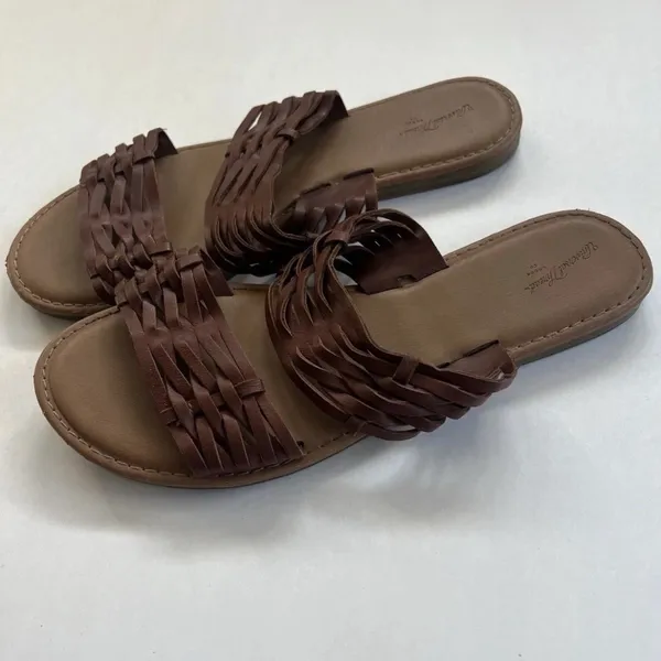 Universal Threads Women's Addie Double Strap Slide Sandals 8 Flats Brown Beachy - Image 3