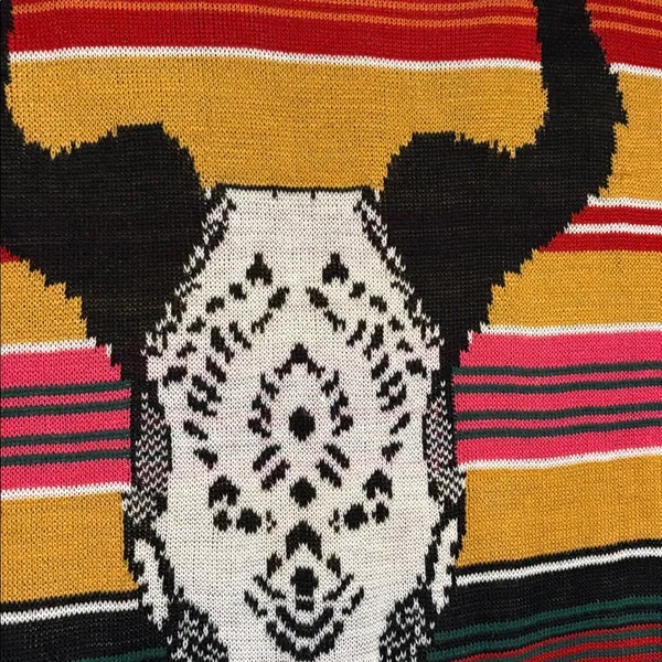 Southwestern Bull Skull Cape with Fringe by Three Bird Nest. - Image 2