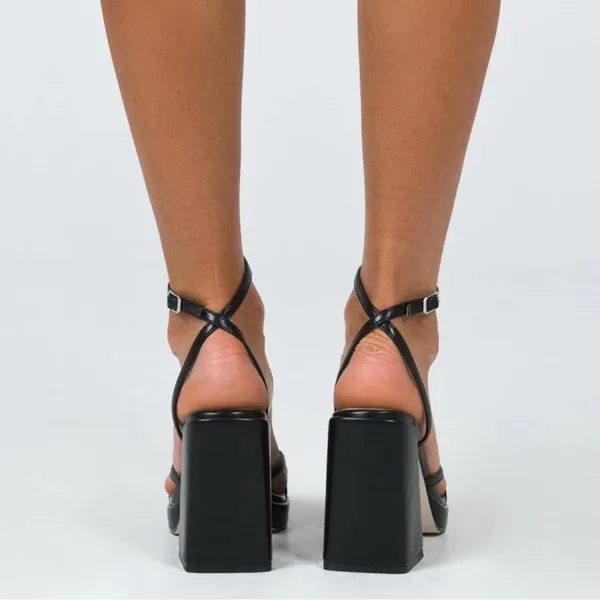 Princess Polly Cammie Strappy Heel in Black Women's Shoe Size 8 - Image 3