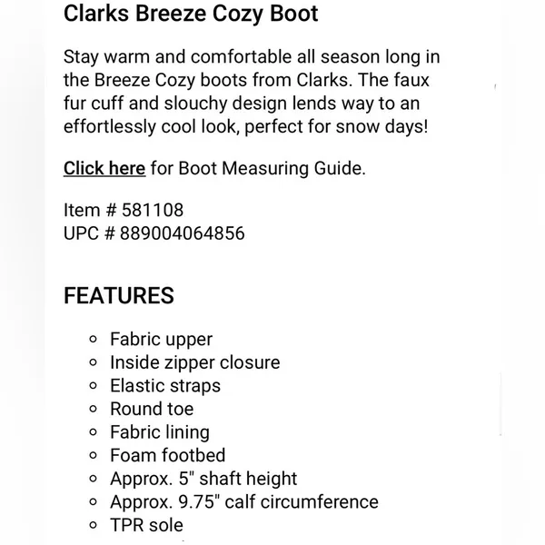New in Box Clarks Breeze Cozy Boots Dark Sand Size 9 - Image 13