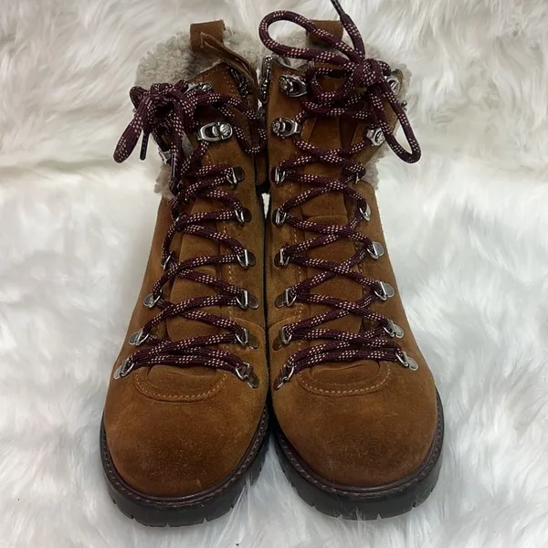 Sam Edelman Brown Tenlee Suede‎ Sherpa Hiker Winter Boots Size 8 B61 - Image 4