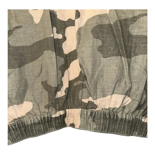 Zara Green Camo‎ Linen Blend Cropped Jacket, Womens Medium - Image 7