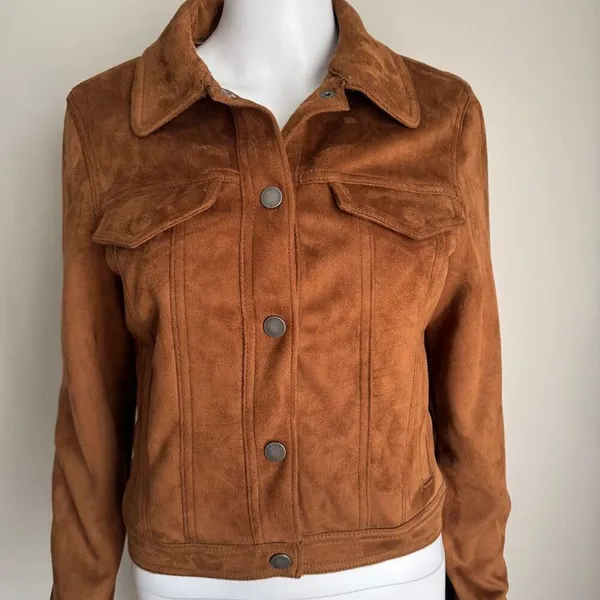 Abercrombie & Fitch Faux Suede Trucker Jacket Size S NWT - Image 2
