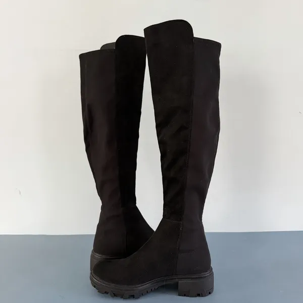 Unisa Waide Knee High Black Pull On Lug Sole‎ Tall Boots - Image 5