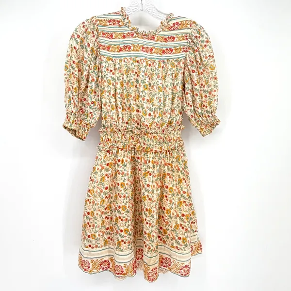 Cleobella‎ Dallas Floral Print Mini Dress Womens XS Cream Boho Feminine Coquette - Image 5