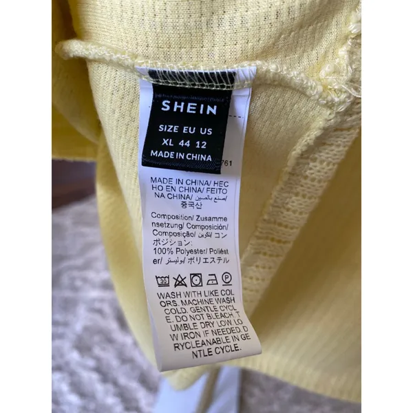 Shein Knit Cardigan Pale Butter Yellow Bow Button Top Coquette Light Academia XL - Image 6