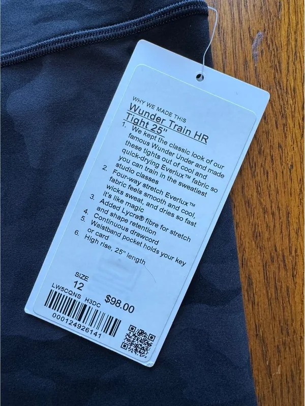 Lululemon Wunder Train High Rise 25” Heritage Camo Deep Coal Black Size 12 NWT - Image 4