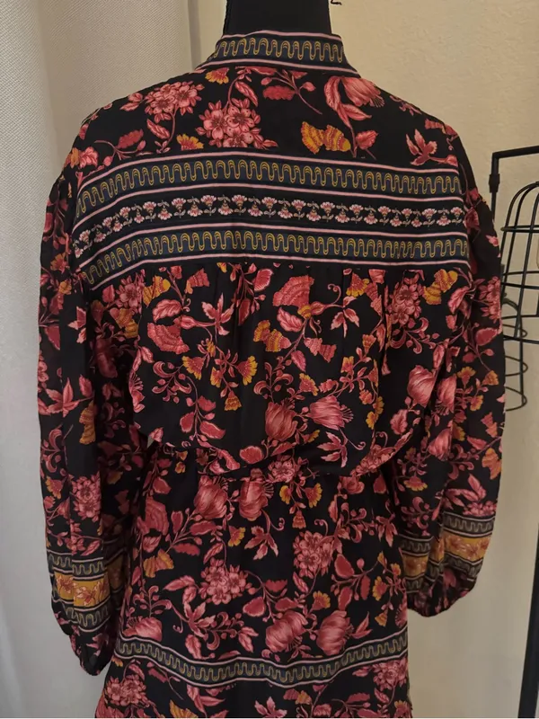 Alice + Olivia Sedona Floral Silk Blend Boho Mini Dress Tassel Tie Size 2 - Image 8