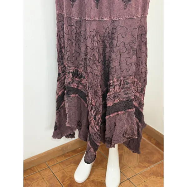 Womens Skirt Free Size Brown Boho Forest Fairy Hippie Floral Festival Maxi Flowy - Image 7