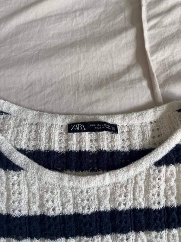 Navy and White Striped Zara Sweater - Image 3