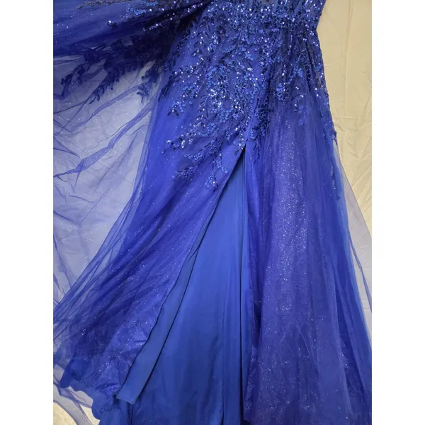 Clarisse Royal Blue Sequin Spaghetti Strap Sweetheart Long Formal Dress Size 6 - Image 3