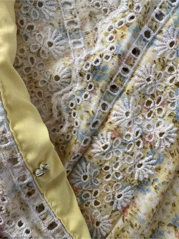 American Eagle Yellow Floral Eyelet Lace Mini Dress XS - Image 9