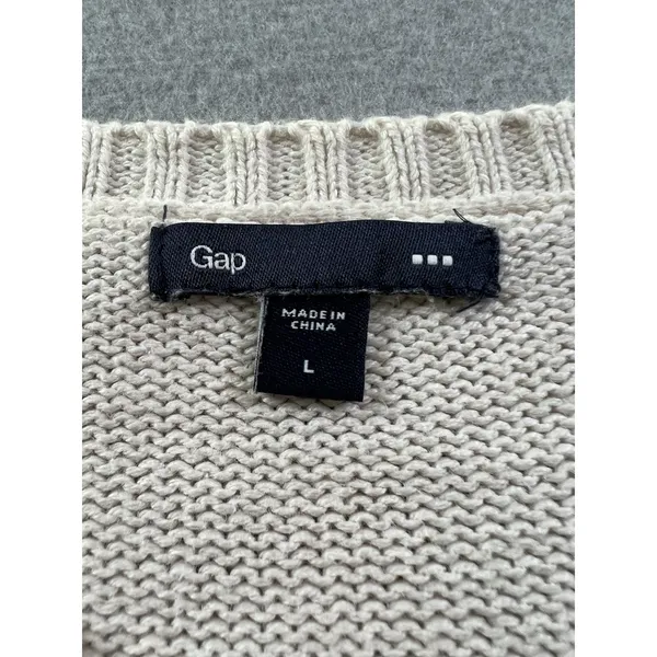 Gap Women's Large Honeycomb Crew Neck‎ Sweater Ivory Frost - Image 3