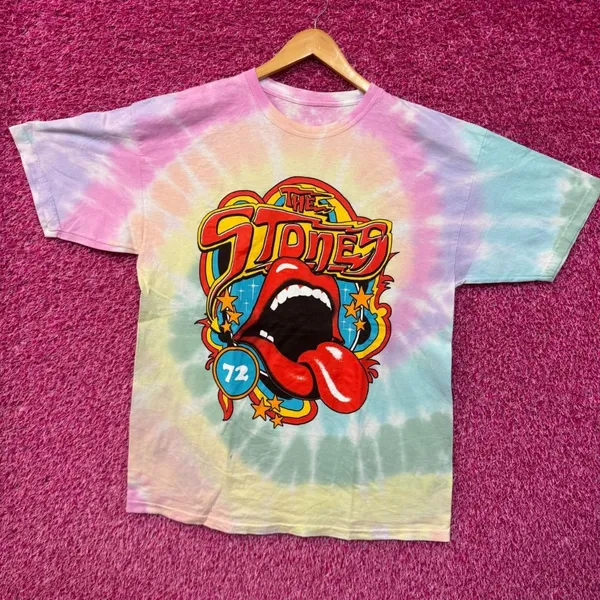 The Rolling Stones Hot Lips Shining Star 72 Band Tie Dye XL - Image 3