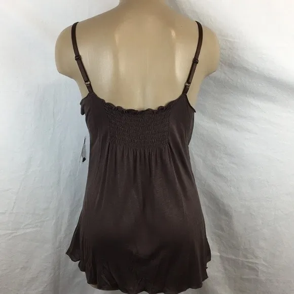 Kaelyn Max 100% Silk Brown Embellished Sleeveless Tank NEW M - Image 4