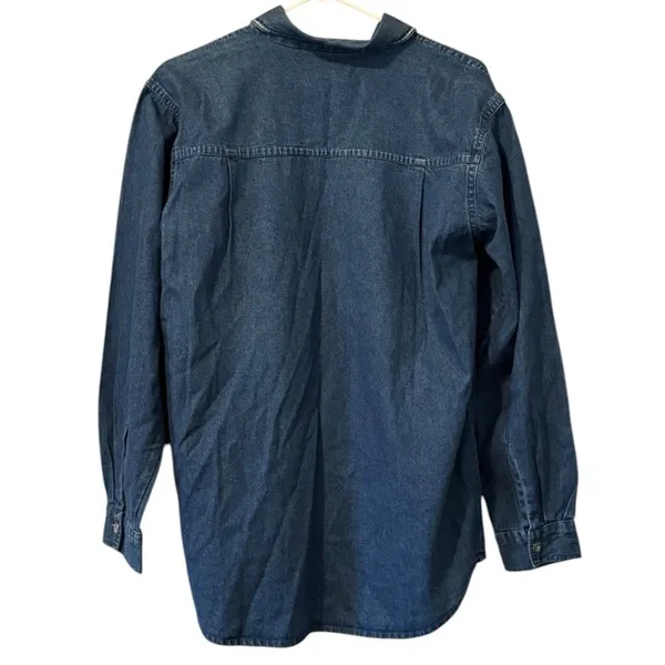 Keren Hart Denim Shirt Women‎ Size Small Embroidered Long Sleeve Safari Read - Image 2