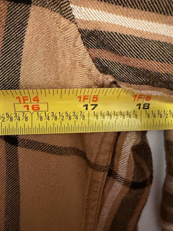 H&M Regular Fit Plaid Button-Up Shirt Brown/Black/White Cotton M - Image 4