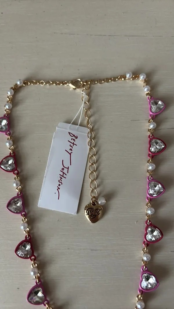 NWT Betsey Johnson Pink Stone Heart Collar Necklace - Image 3