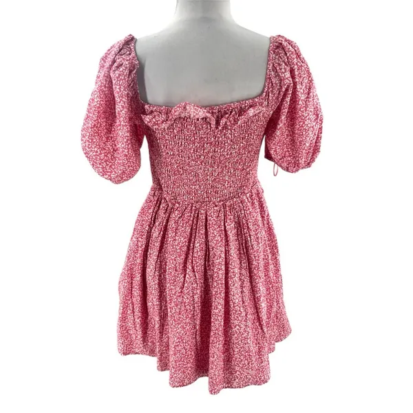 Abercrombie & Fitch‎ cotton floral puff sleeve dress sz L - Image 2