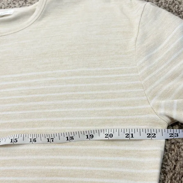 rag & bone Striped Long Sleeve Top Womens LG Beige White Bell Sleeve Jersey‎ - Image 9