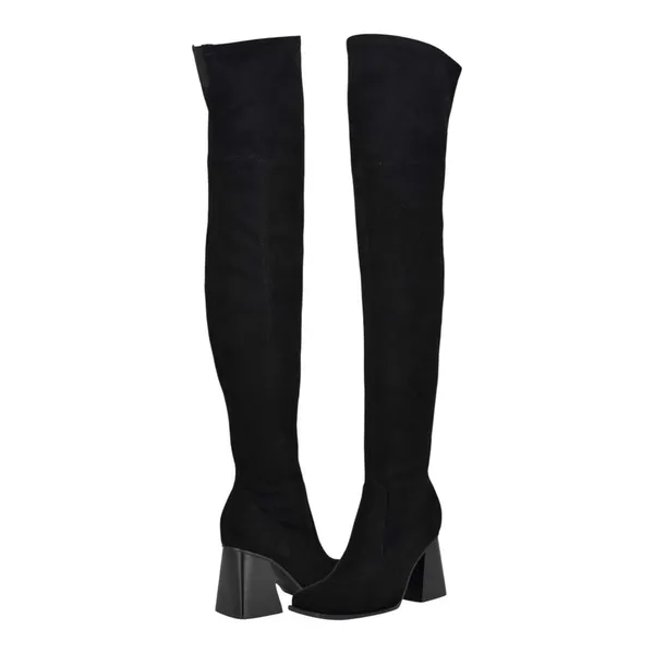 Nine West Black Stretch Over the Knee Boots Square Toe Block Heel Size 8 NWOT - Image 2
