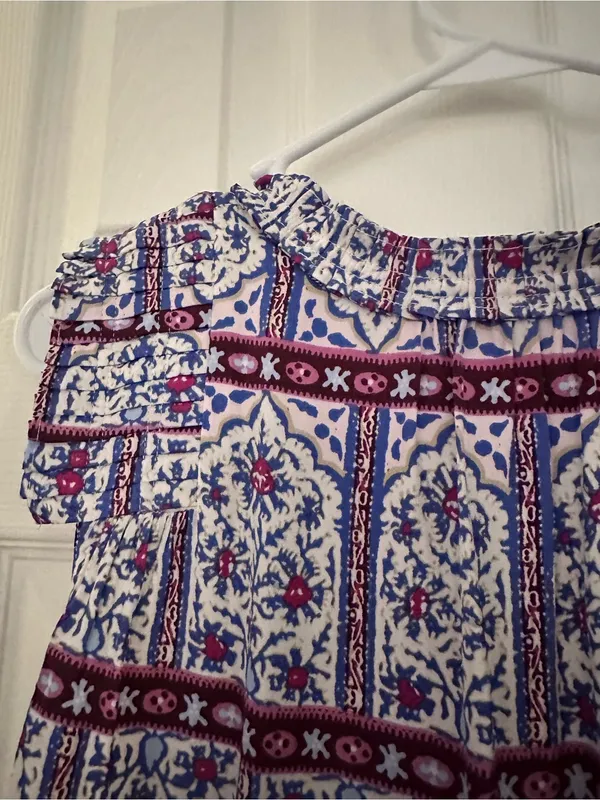 LOFT Printed Sleeveless Top - White with Blue & Burgundy - Image 8