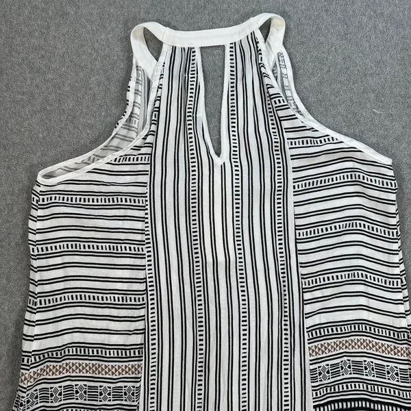 Pants Store Mini Dress Women's Large Halter V-Neck Black/Brown Stripe Summer - Image 9