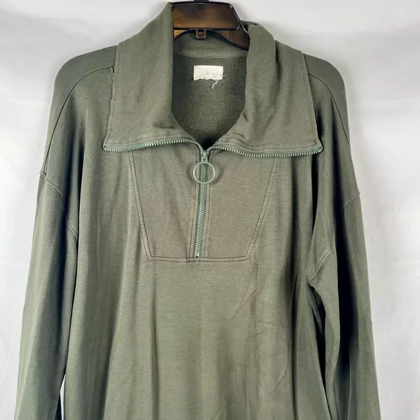 Lou & Grey Signaturesoft Quarter Zip Sweatshirt Olive Army Green XL - Image 2