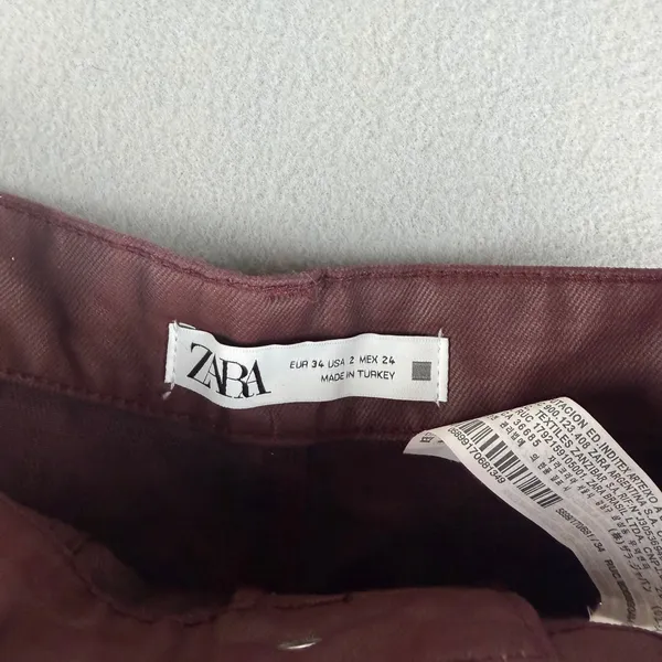Zara Womens High Waisted Coated Shorts Burgundy Size 2 - Image 2