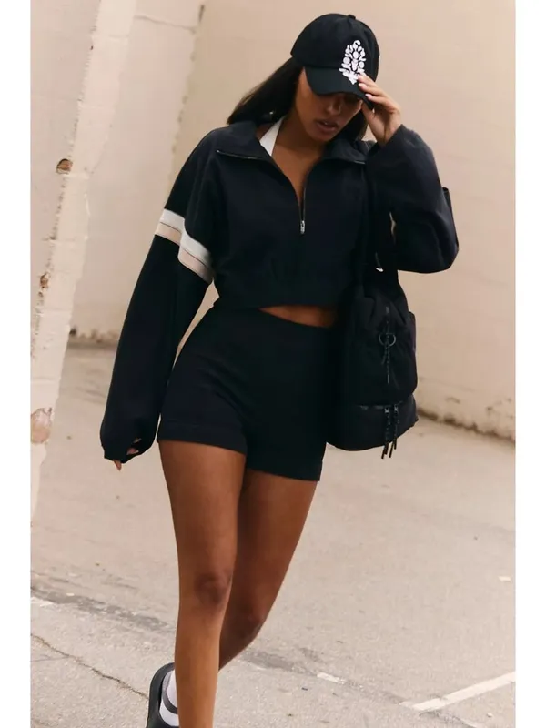 FREE PEOPLE Movement Black For The Win Sweatshirt Top Sz Small NEW NWT - Image 2