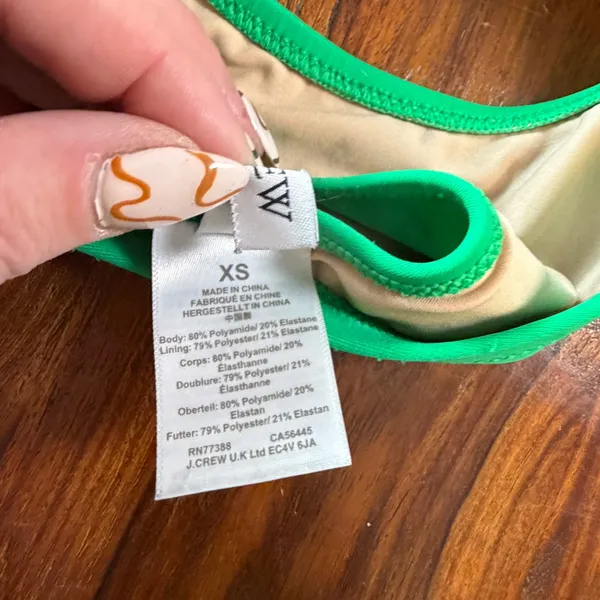 J.Crew Womens Kelly Green Scalloped V-Neck Front Tie Bikini Set XS - Image 8