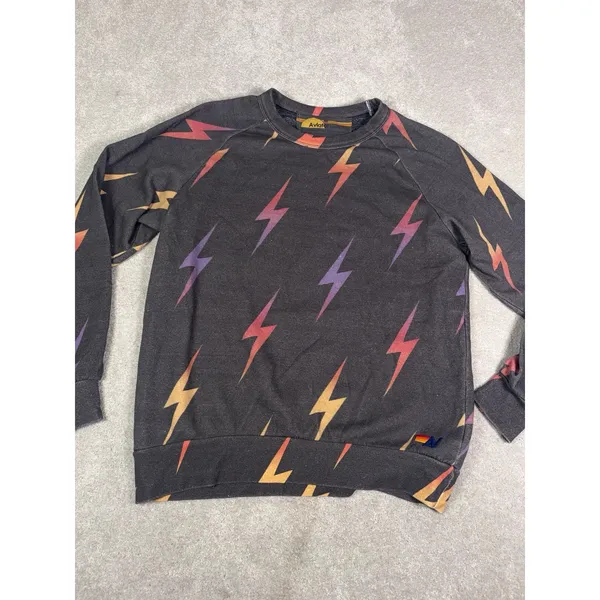 aviator nation lightning bolt sweatshirt all over print crew neck medium - Image 6