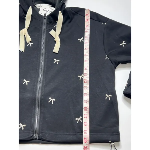 Davi & Dani Bow Print Size Small Black Hoodie and Shorts Matching Lounge Set - Image 7