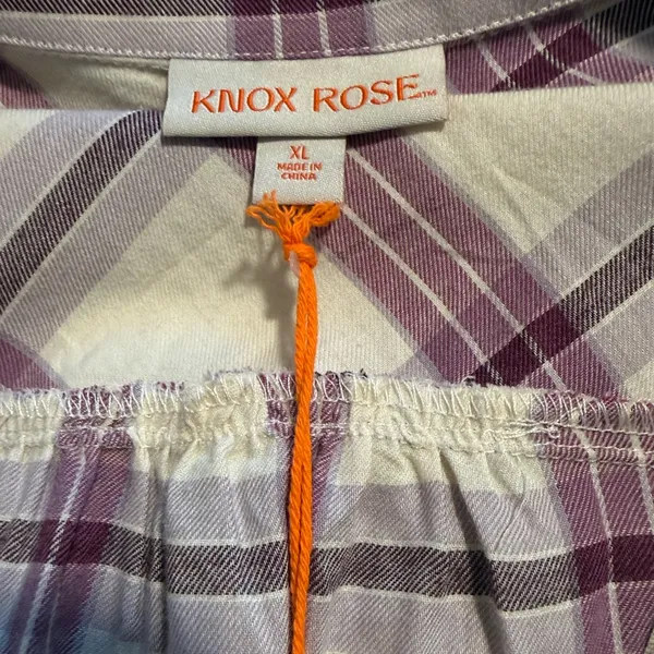 Knox Rose White Sand Plaid Button-Up Shirt New Size XL - Image 2