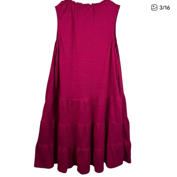 Max Studio Magenta Sleeveless Tiered Cotton Dress - Image 4