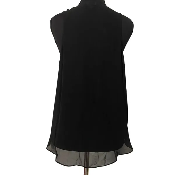 A. Byer Y2K Going Out Top Sheer Black Chiffon Layered Tunic Tank w Necklace Sz L - Image 9