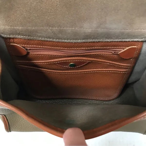 Dooney & Bourke Vintage Essex saddlebag‎ taupe & cognac AWL pebble crossbody bag - Image 11