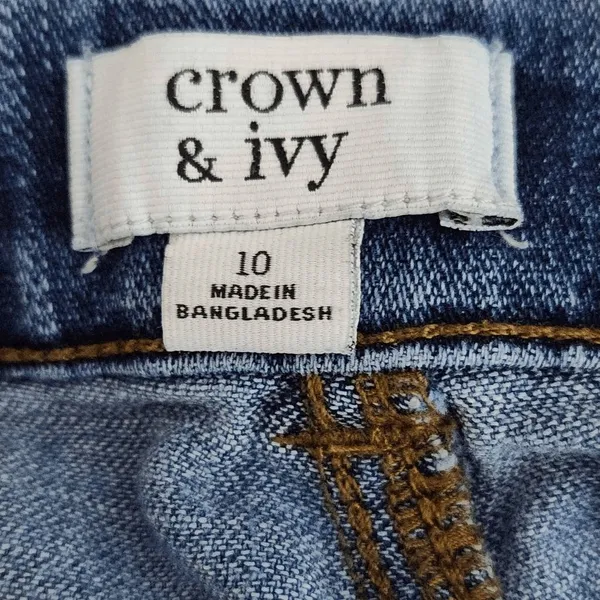 Crown & Ivy Distressed Capri Jeans Size 10 Boho Cropped Denim - Image 6