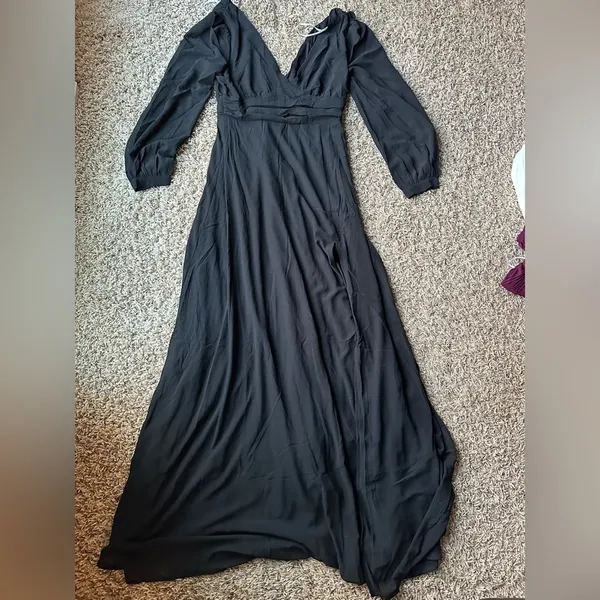 Lulus Love You So Black Long Sleeve Maxi Dress - Image 5