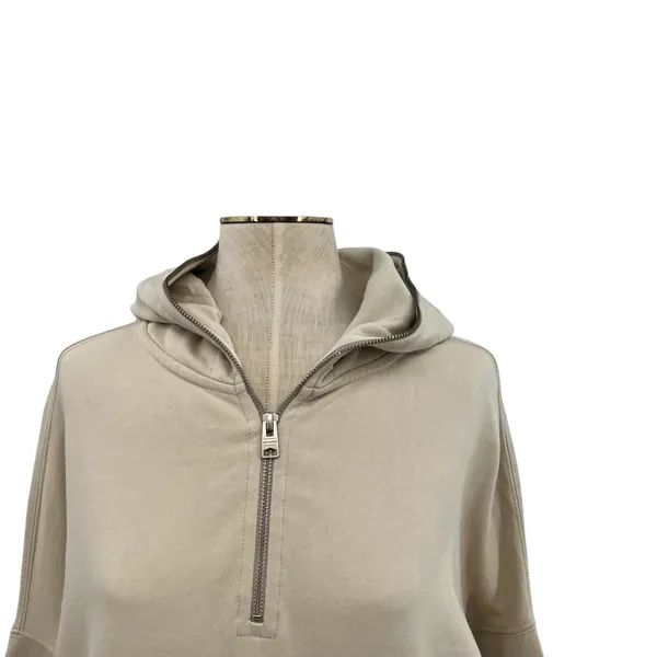 AllSaints Xonda Hoodie Dress Sweatshirt Zip‎ 1/4 Zip Beige Cream Size Small - Image 5