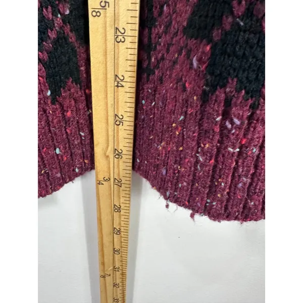Brittany Bay Sweater Womens Large Burgundy Black Snowflake Knit Wool Blend Retro - Image 5