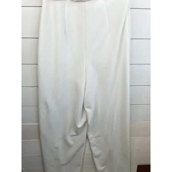 LOVE X DESIGN Jumpsuit Womens Size M White One Shoulder Wide Leg Draped Top - Image 8