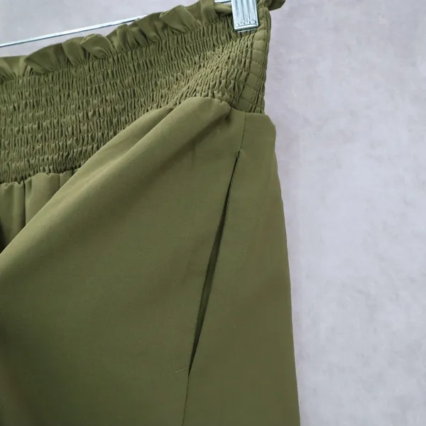 Green Wide Leg Boho Comfy Pull On Straight Leg High Rise Trousers Pant S Small‎ - Image 6