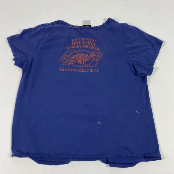 Harley-Davidson Shirt‎ Womens Medium Blue Daytona Beach V Neck Graphic Tee - Image 2