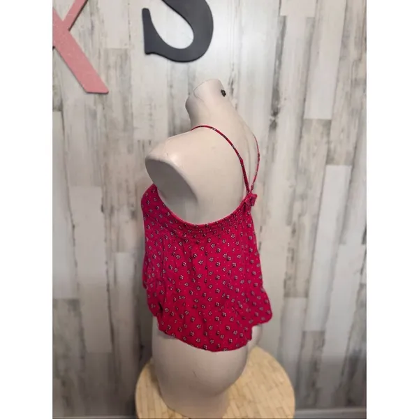 Abercrombie Kids Pink Floral Button-Front Cami Tank Top Size Medium M (Fits Wome - Image 5
