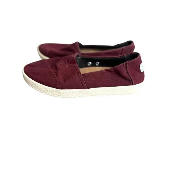 TOMS Alpargata Slip On Sneakers Shoes Size 7.5 Red Maroon Canvas Womens Casual‎ - Image 4