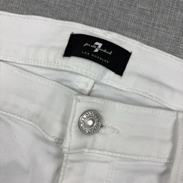 7 For All Mankind Jeans‎ Womens 31 White High Waist Ankle Skinny Denim 5-Pocket - Image 6